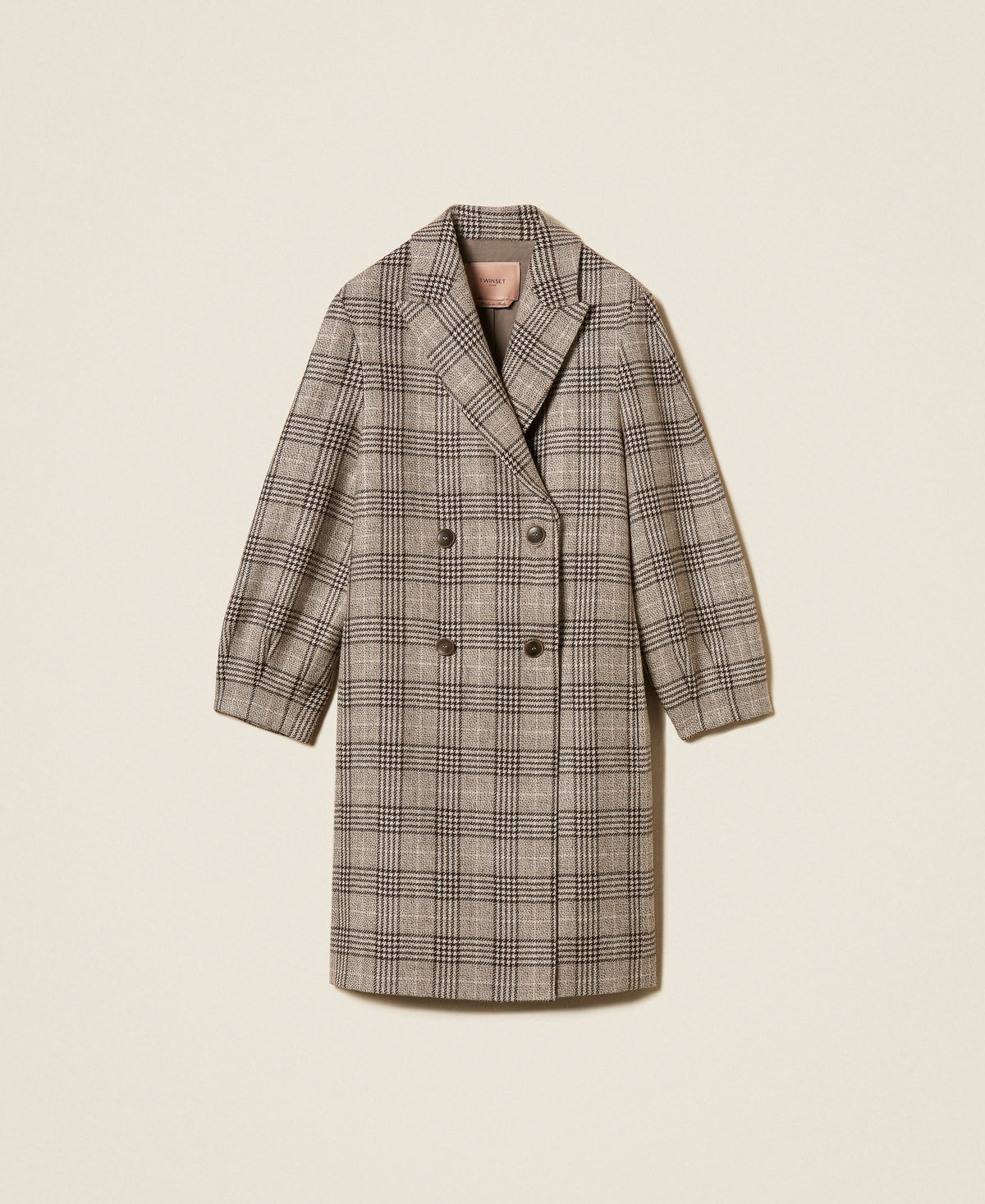 Twinset 262TP2740 - Cappotto in panno check con paillettes