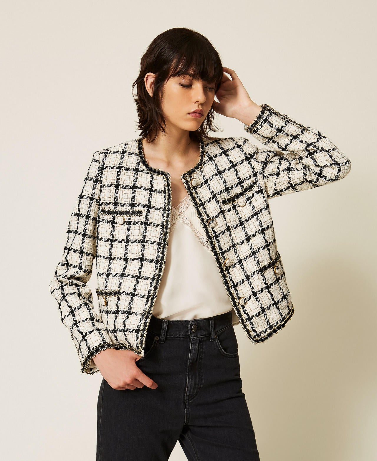 Twinset 262TP2752 - Giacca bouclé a fantasia check
