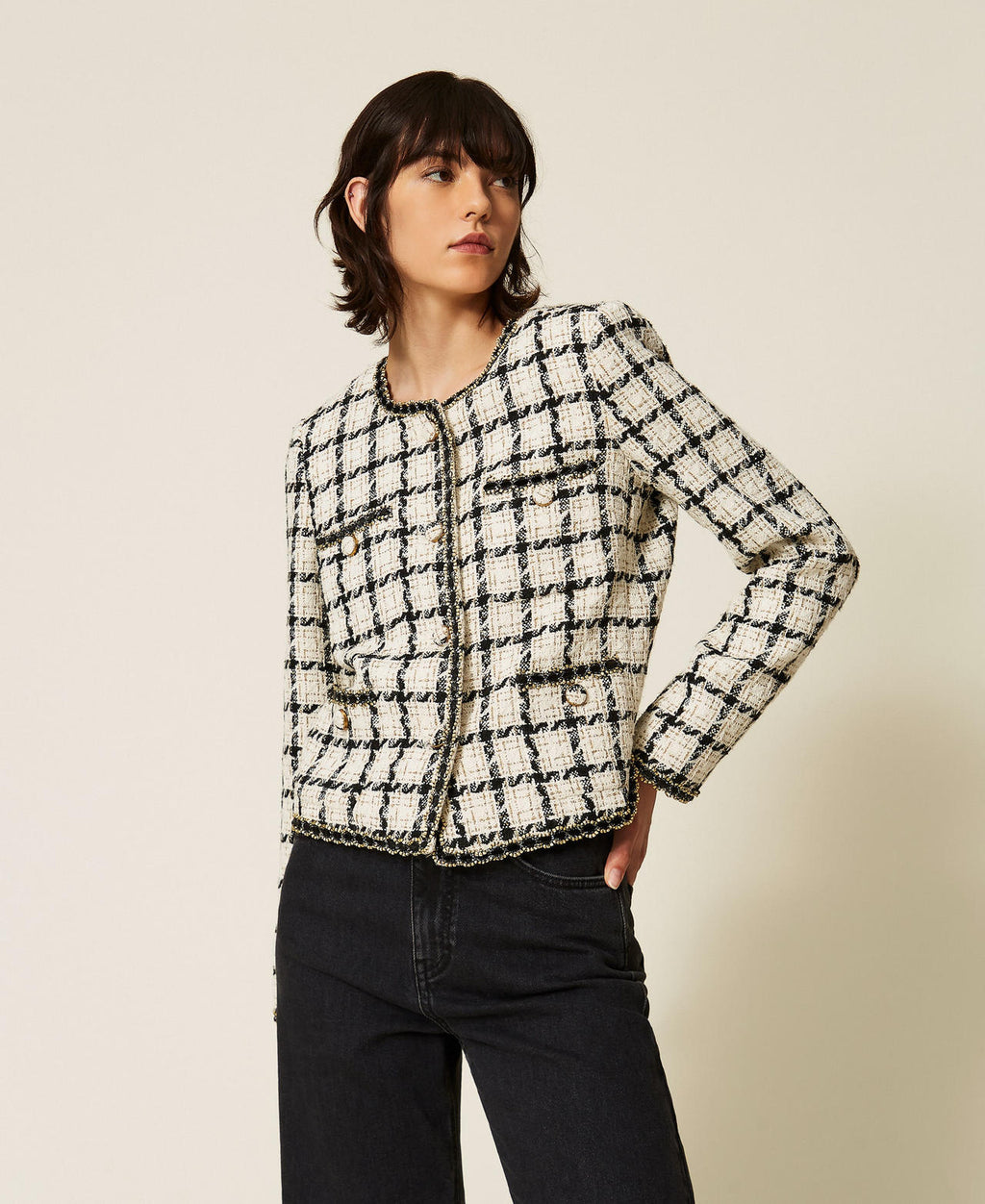 Twinset 262TP2752 - Giacca bouclé a fantasia check