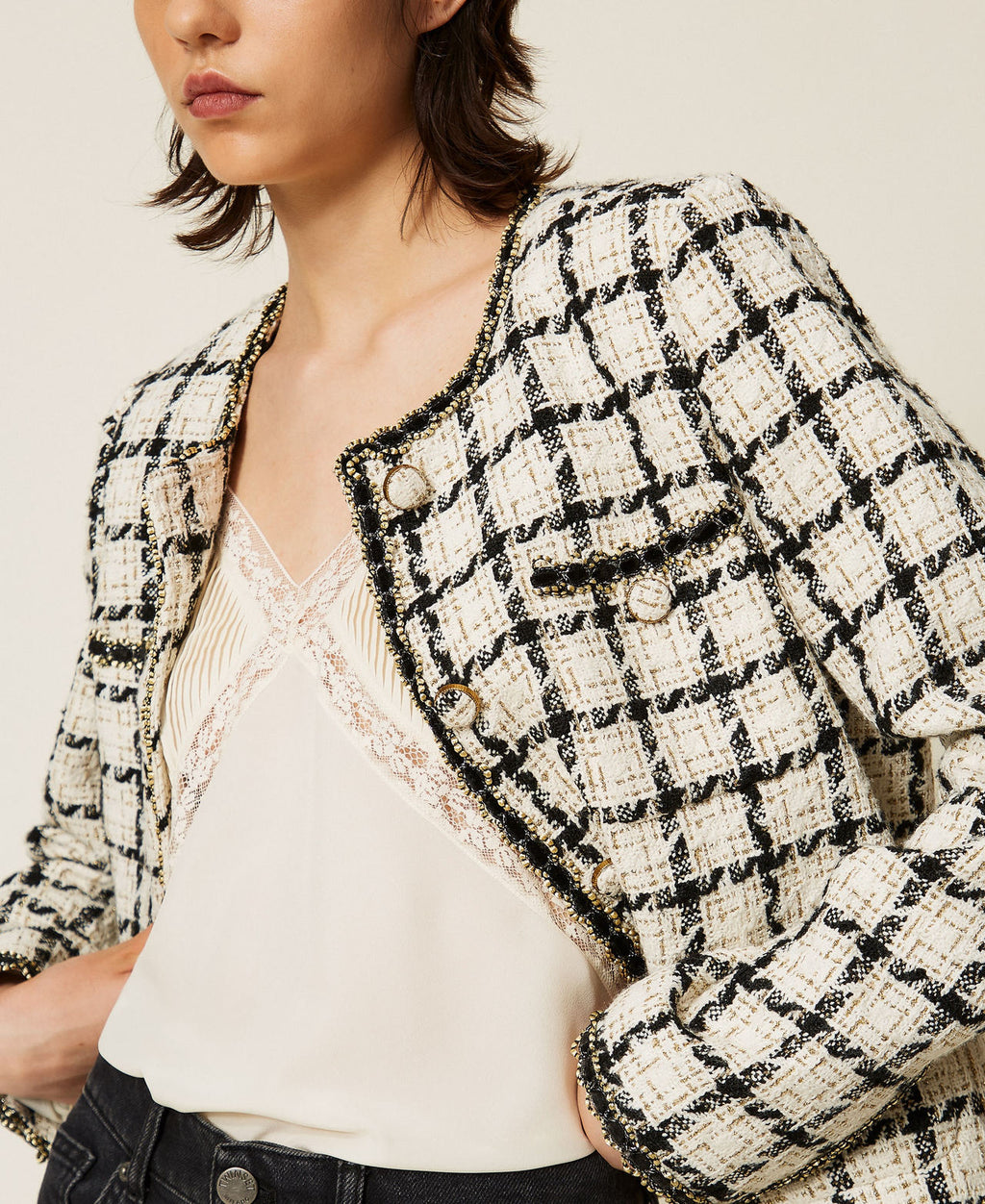 Twinset 262TP2752 - Giacca bouclé a fantasia check