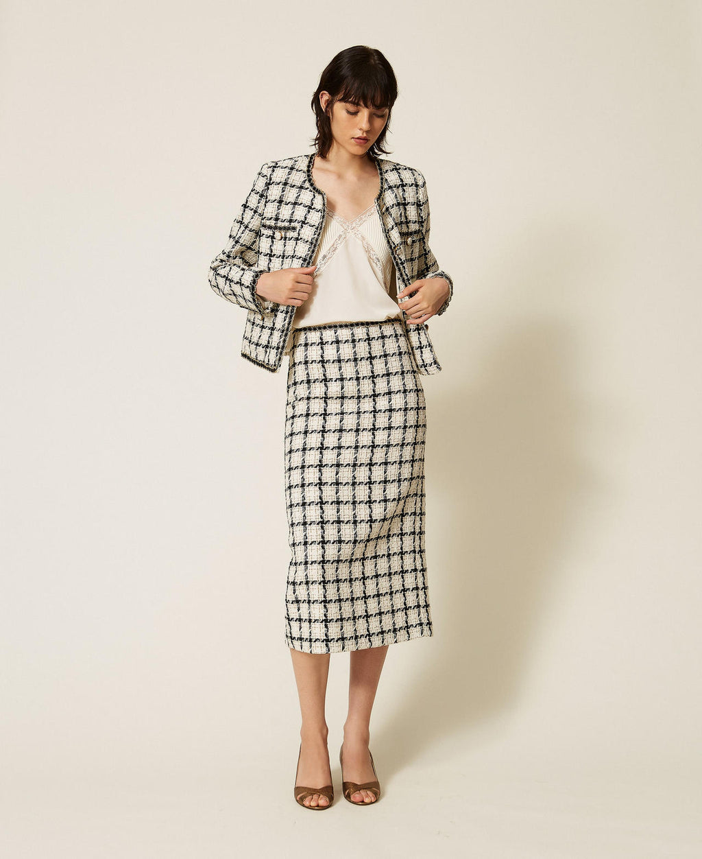 Twinset 262TP2752 - Giacca bouclé a fantasia check