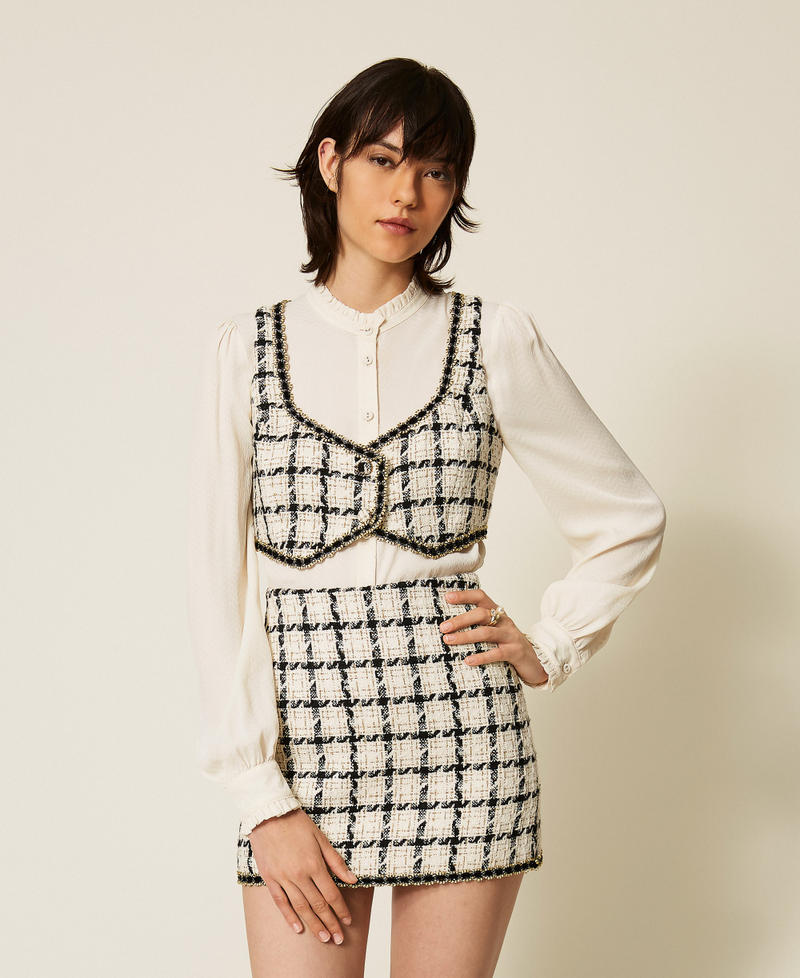 Twinset 262TP2753 - Top corto in bouclé a fantasia check
