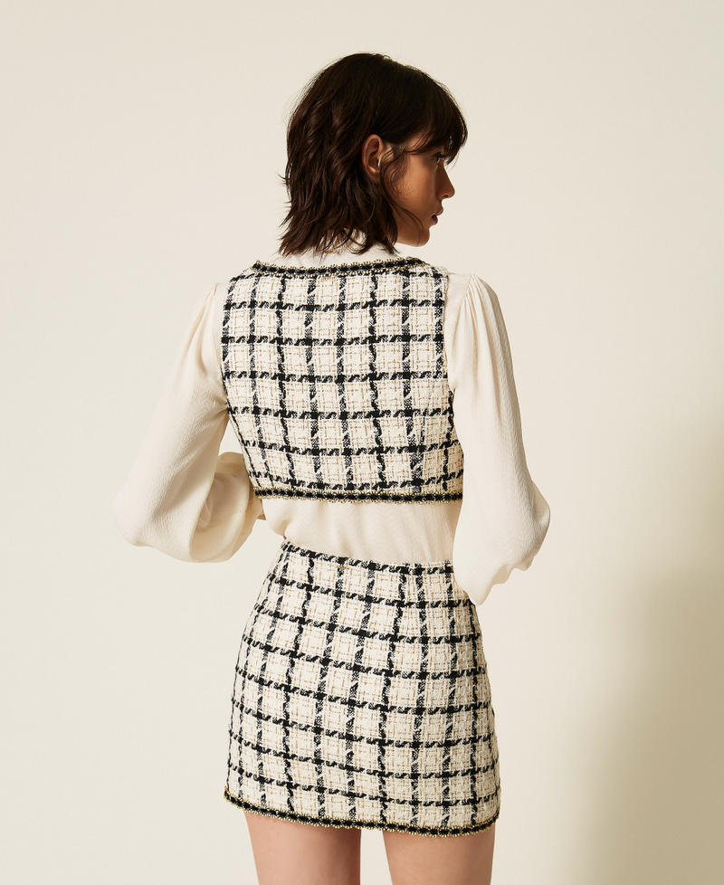 Twinset 262TP2753 - Top corto in bouclé a fantasia check