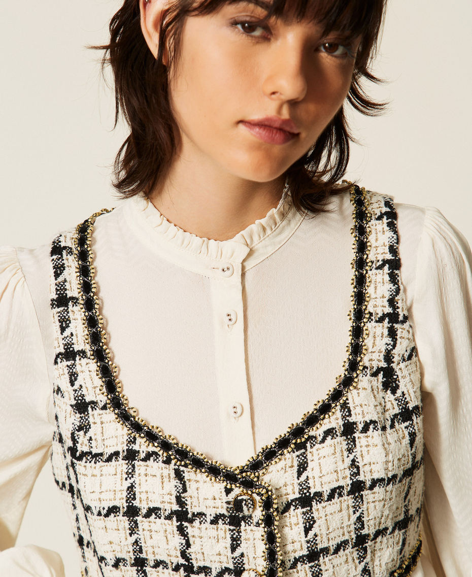 Twinset 262TP2753 - Top corto in bouclé a fantasia check