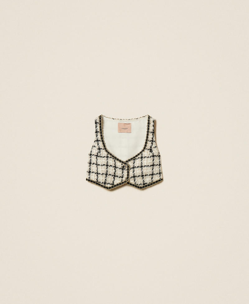 Twinset 262TP2753 - Top corto in bouclé a fantasia check
