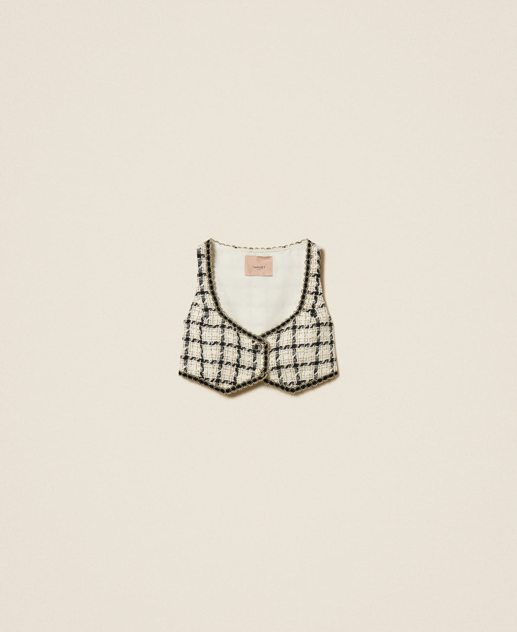 Twinset 262TP2753 - Top corto in bouclé a fantasia check