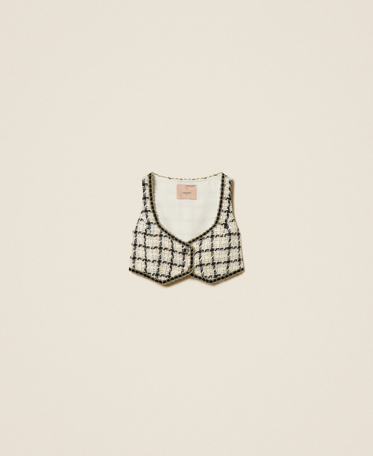 Twinset 262TP2753 - Top corto in bouclé a fantasia check