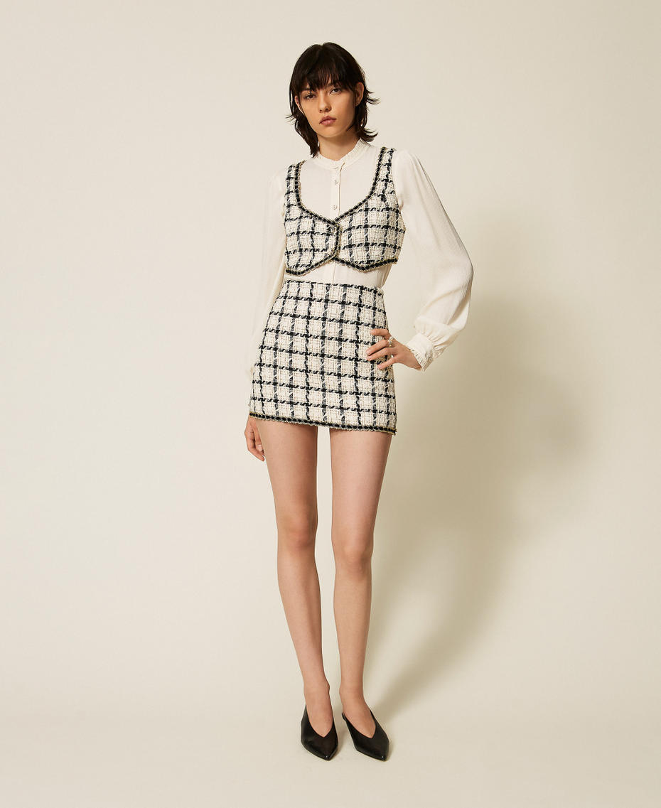 Twinset 262TP2753 - Top corto in bouclé a fantasia check