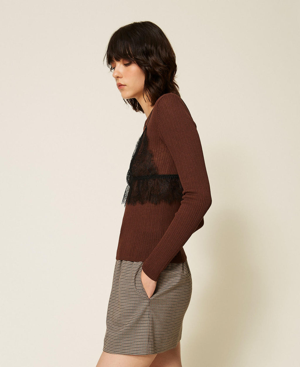 Twinset 262TP3010 - Maglia misto seta con top