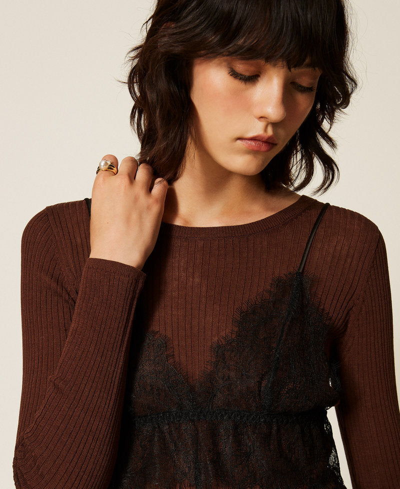 Twinset 262TP3010 - Maglia misto seta con top