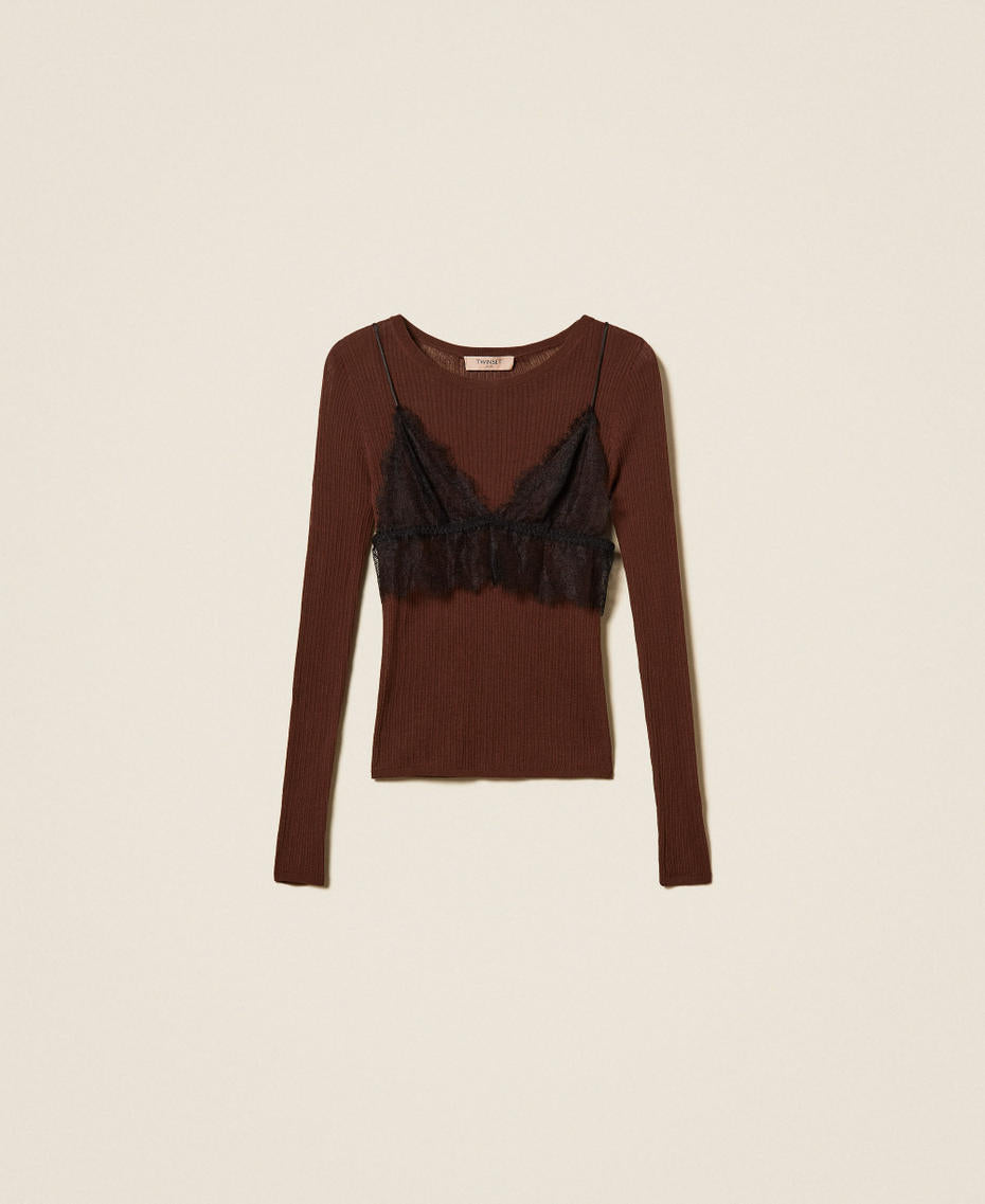 Twinset 262TP3010 - Maglia misto seta con top