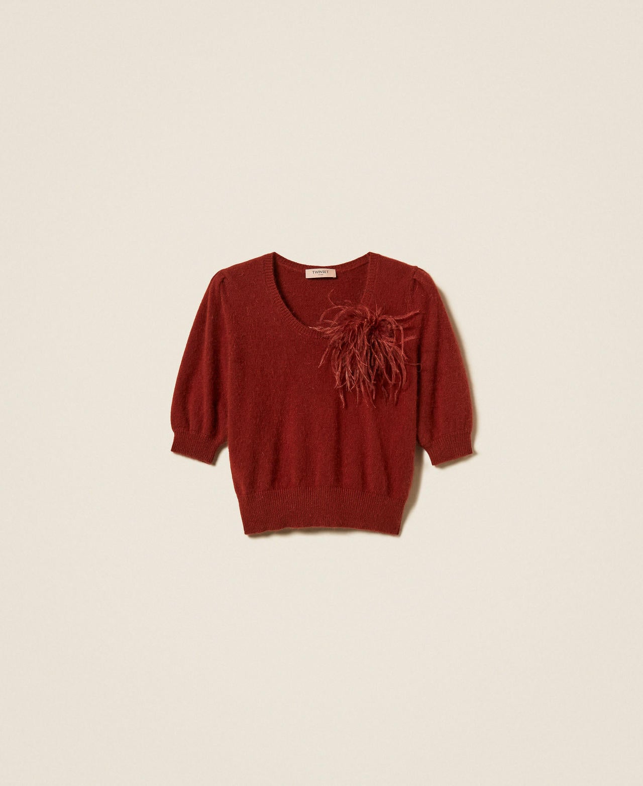 Twinset 262TP3260 - Maglia in misto angora con spilla