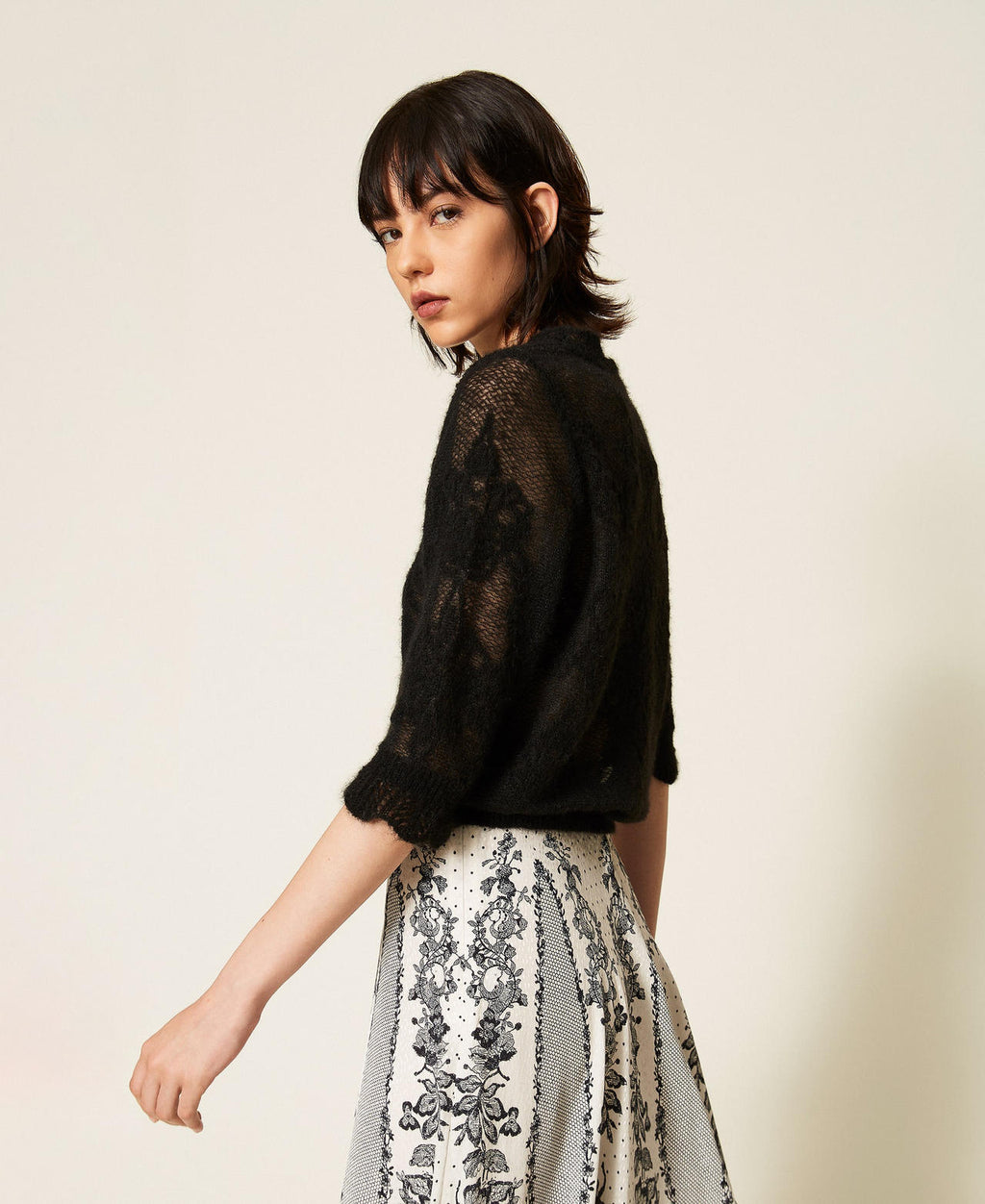 Twinset 262TP3341 - Maglia in misto alpaca jacquard
