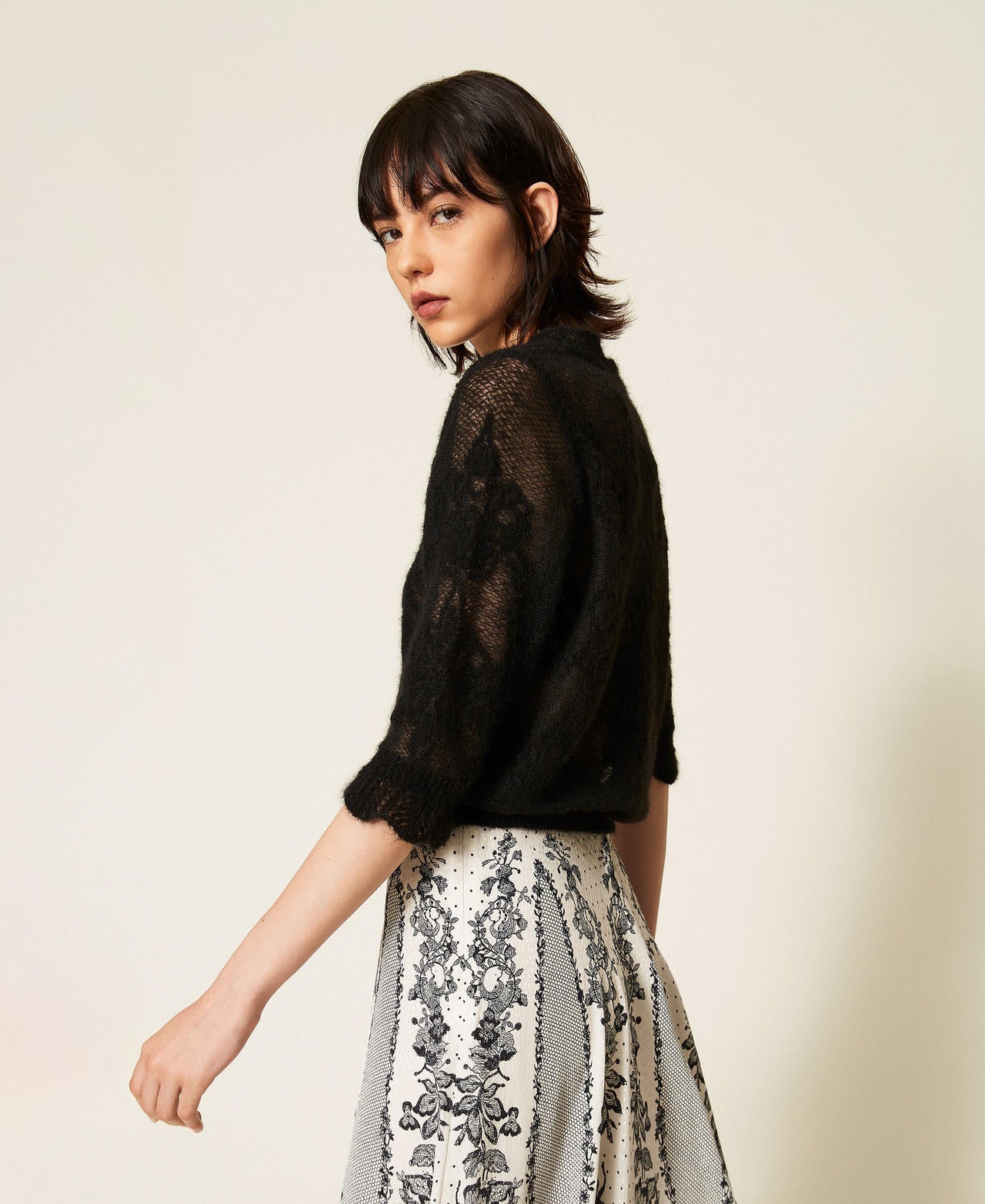 Twinset 262TP3341 - Maglia in misto alpaca jacquard