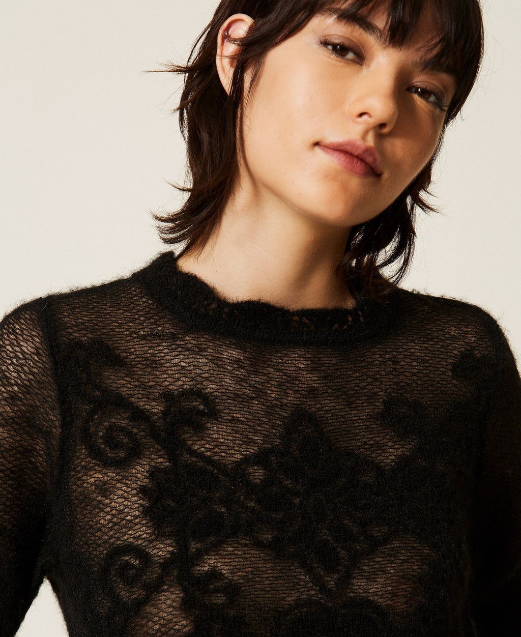 Twinset 262TP3341 - Maglia in misto alpaca jacquard