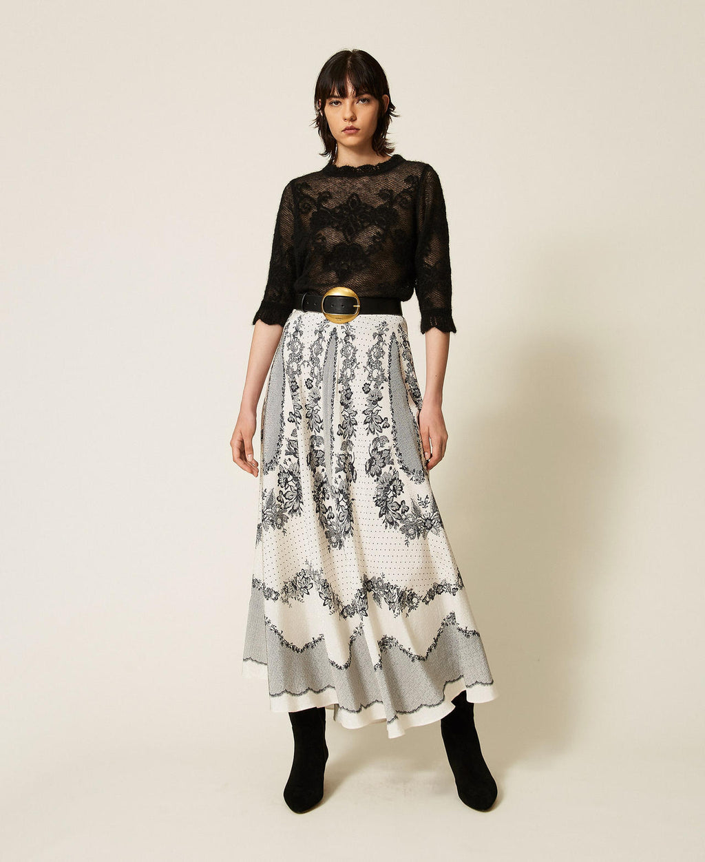 Twinset 262TP3341 - Maglia in misto alpaca jacquard