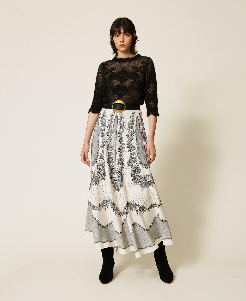 Twinset 262TP3341 - Maglia in misto alpaca jacquard