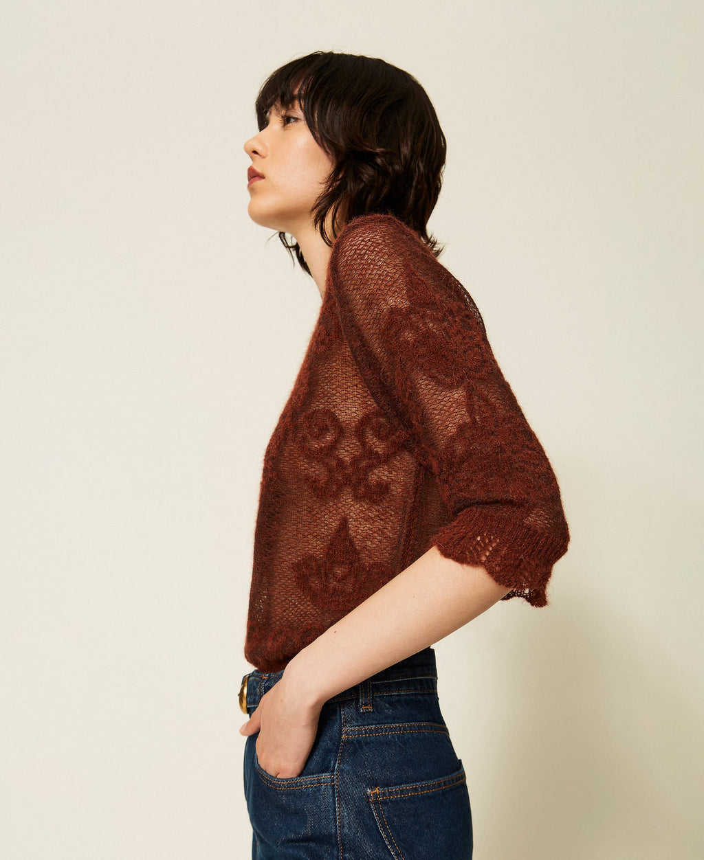 Twinset 262TP3341 - Maglia in misto alpaca jacquard