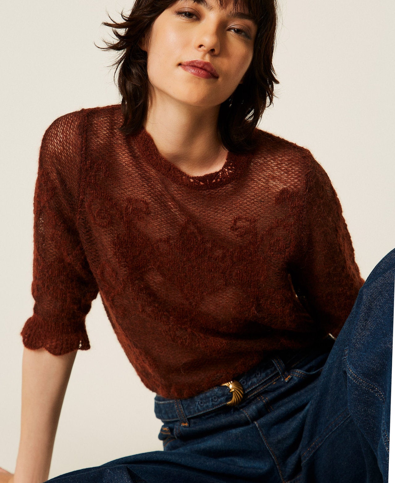 Twinset 262TP3341 - Maglia in misto alpaca jacquard