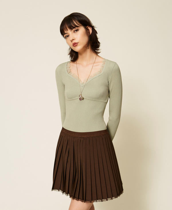 Twinset 262TP3390 - Maglia fitted con pizzo