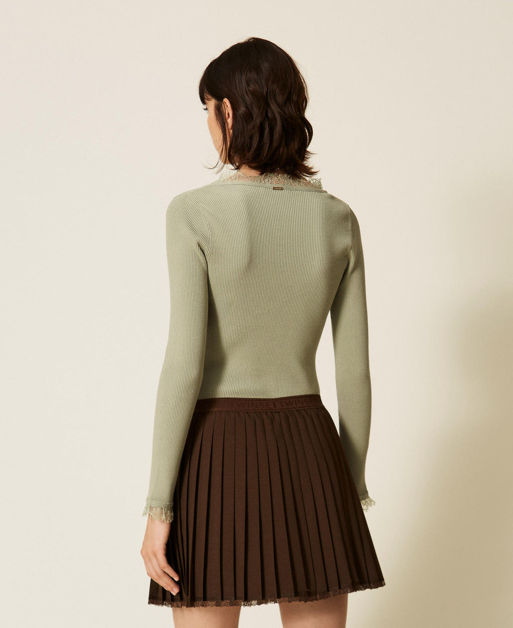 Twinset 262TP3390 - Maglia fitted con pizzo