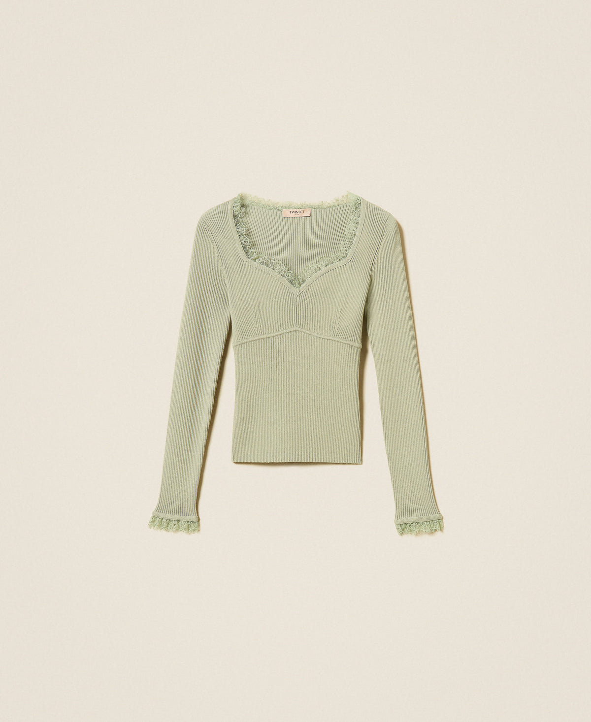Twinset 262TP3390 - Maglia fitted con pizzo