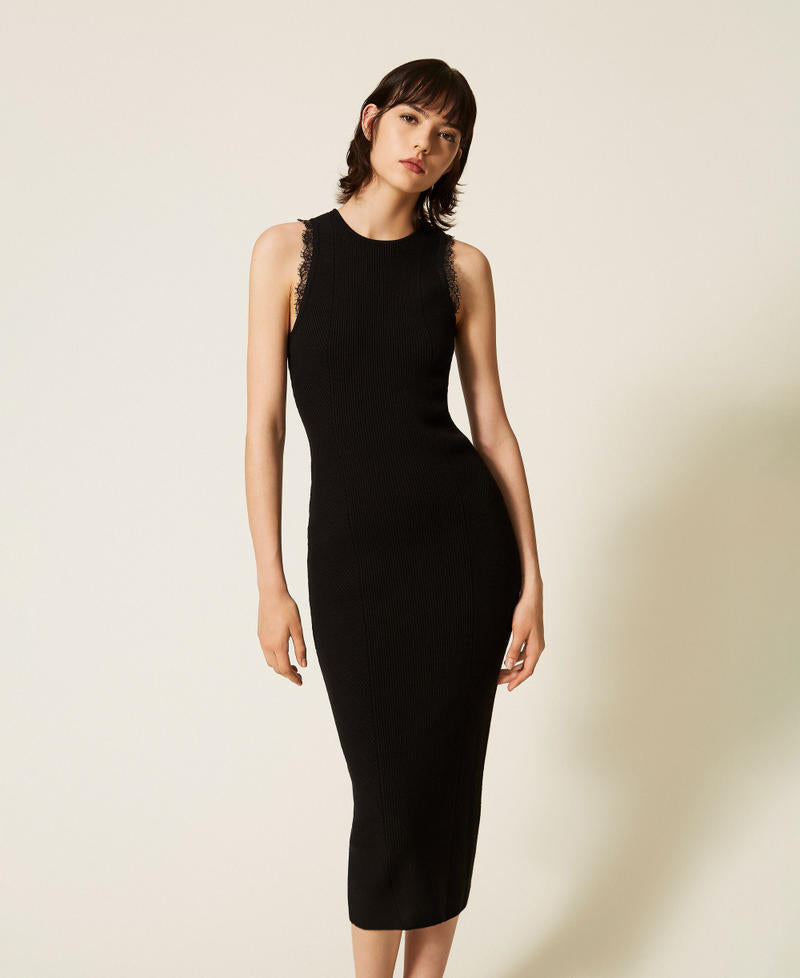 Twinset 262TP3393 - Abito longuette in maglia con pizzo