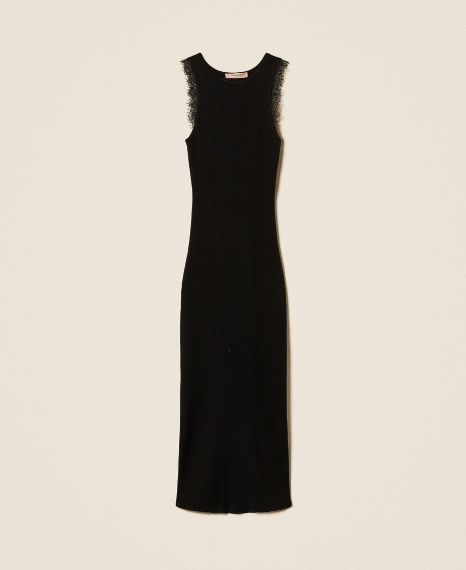 Twinset 262TP3393 - Abito longuette in maglia con pizzo
