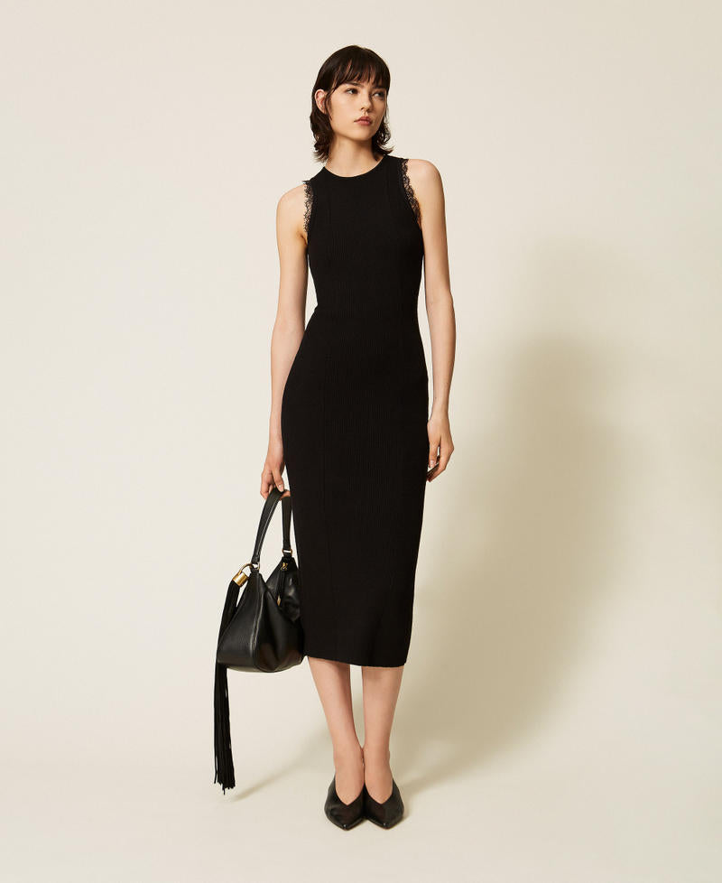 Twinset 262TP3393 - Abito longuette in maglia con pizzo
