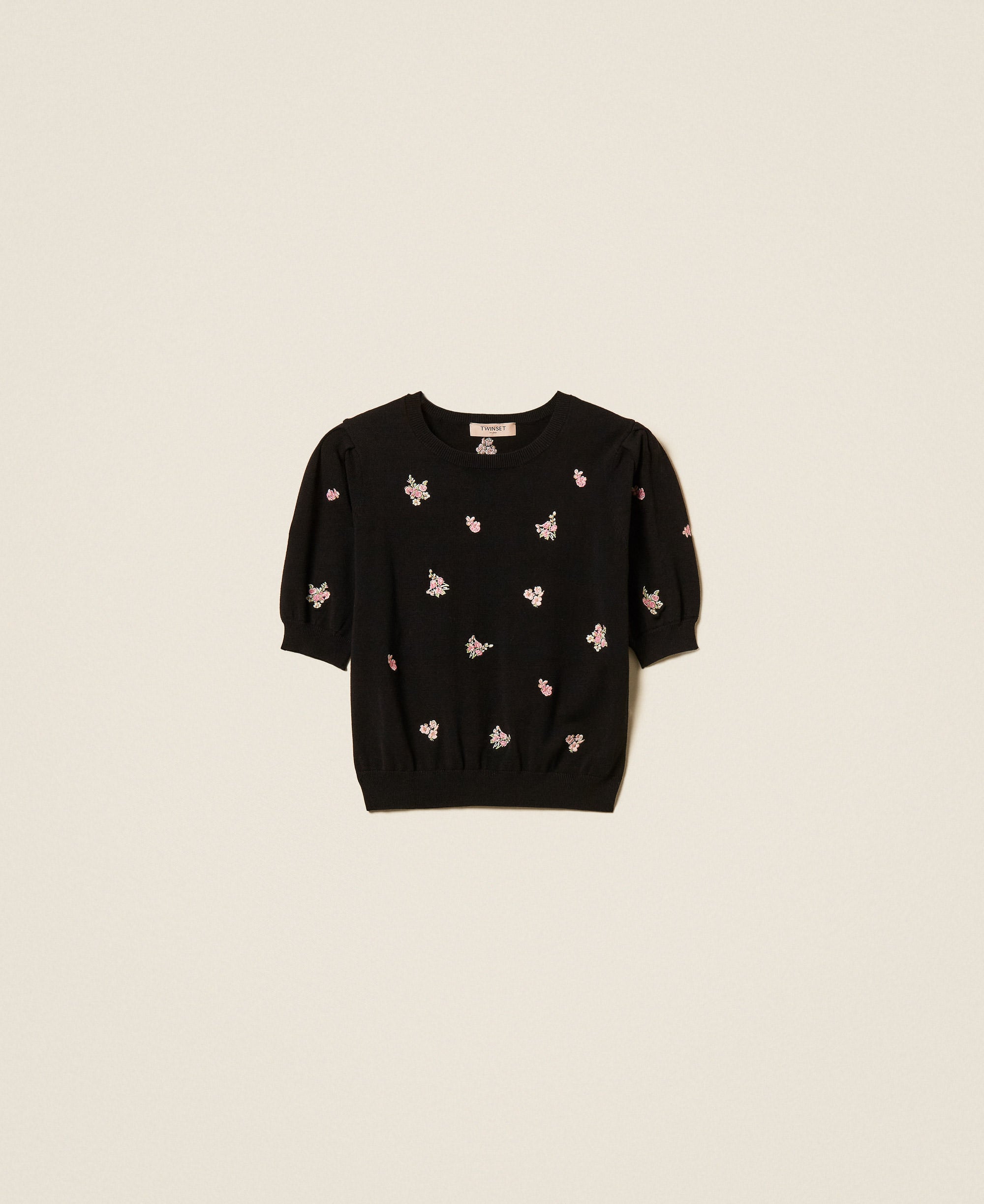 Twinset 262TP3460 - Maglia in misto lana con ricamo floreale