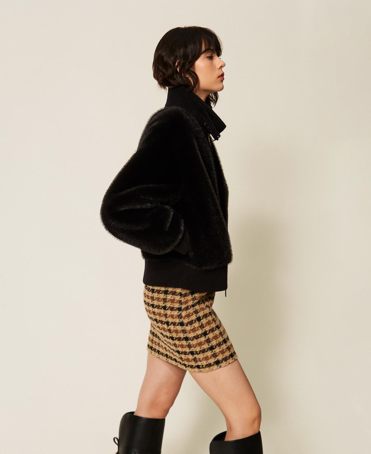 Twinset 262TT2180 - Bomber in faux fur e panno
