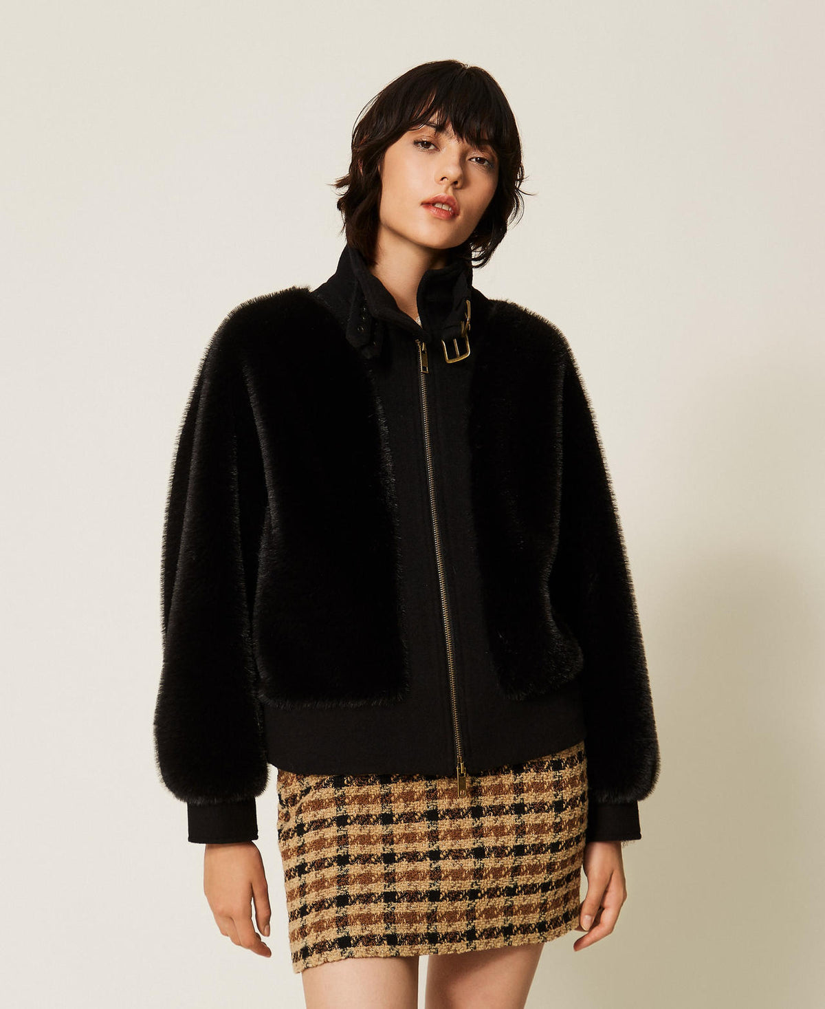 Twinset 262TT2180 - Bomber in faux fur e panno
