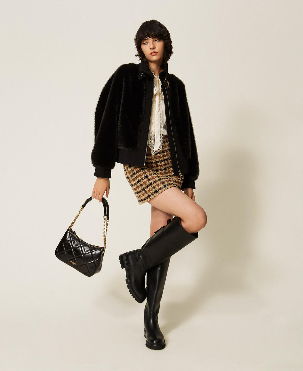 Twinset 262TT2180 - Bomber in faux fur e panno