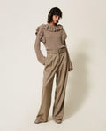 Twinset 262TT2220 - Pantaloni a palazzo in raso opaco