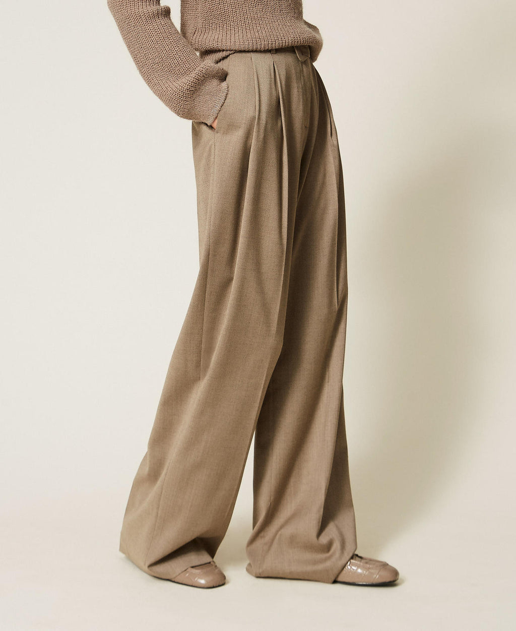 Twinset 262TT2220 - Pantaloni a palazzo in raso opaco