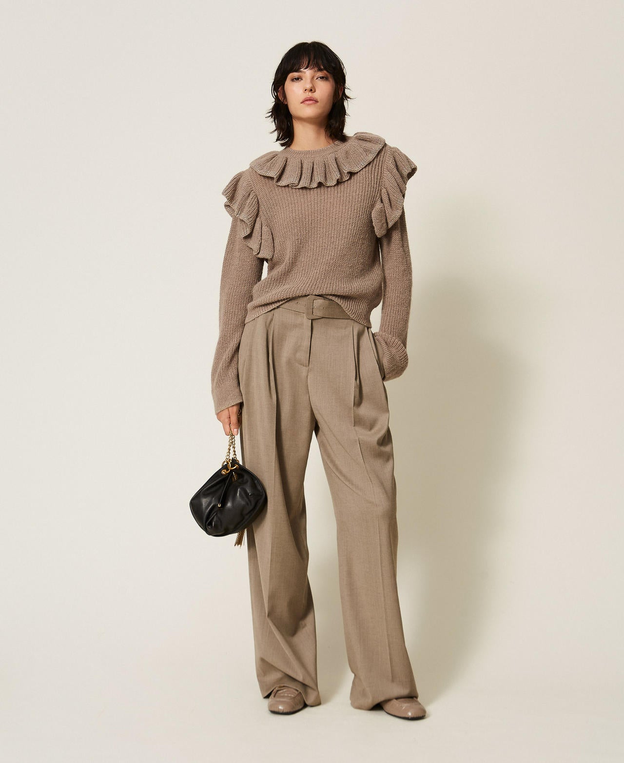 Twinset 262TT2220 - Pantaloni a palazzo in raso opaco