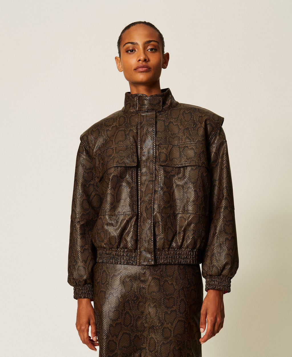 Twinset 262TT2280 - Bomber effetto pelle a stampa python