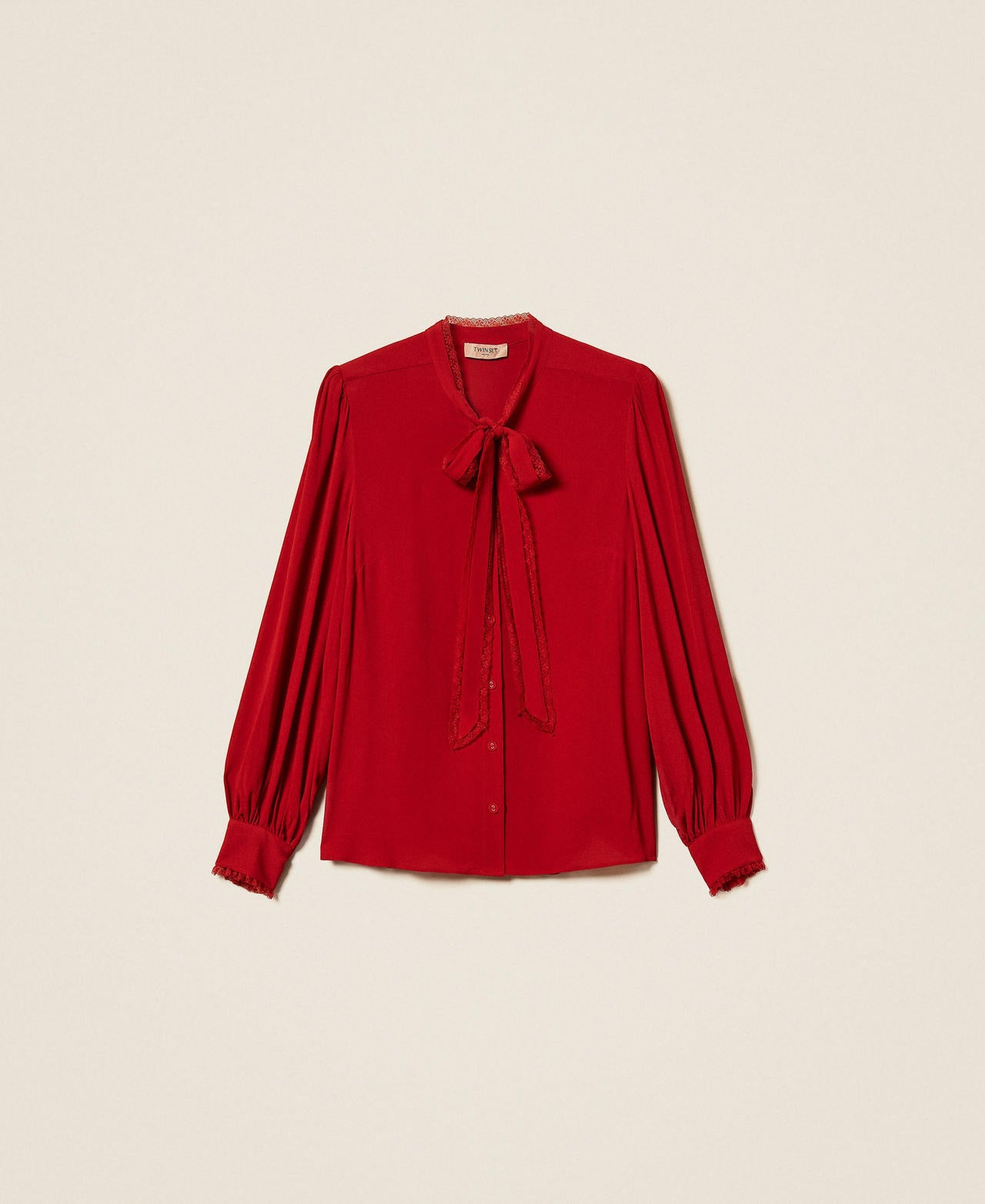 Twinset 262TT2324 - Camicia in crêpe de Chine con fiocco