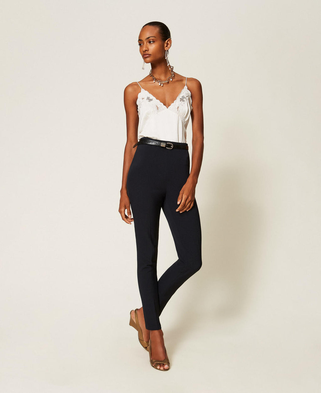 Twinset 262TT2330 - Pantaloni fitted in crêpe