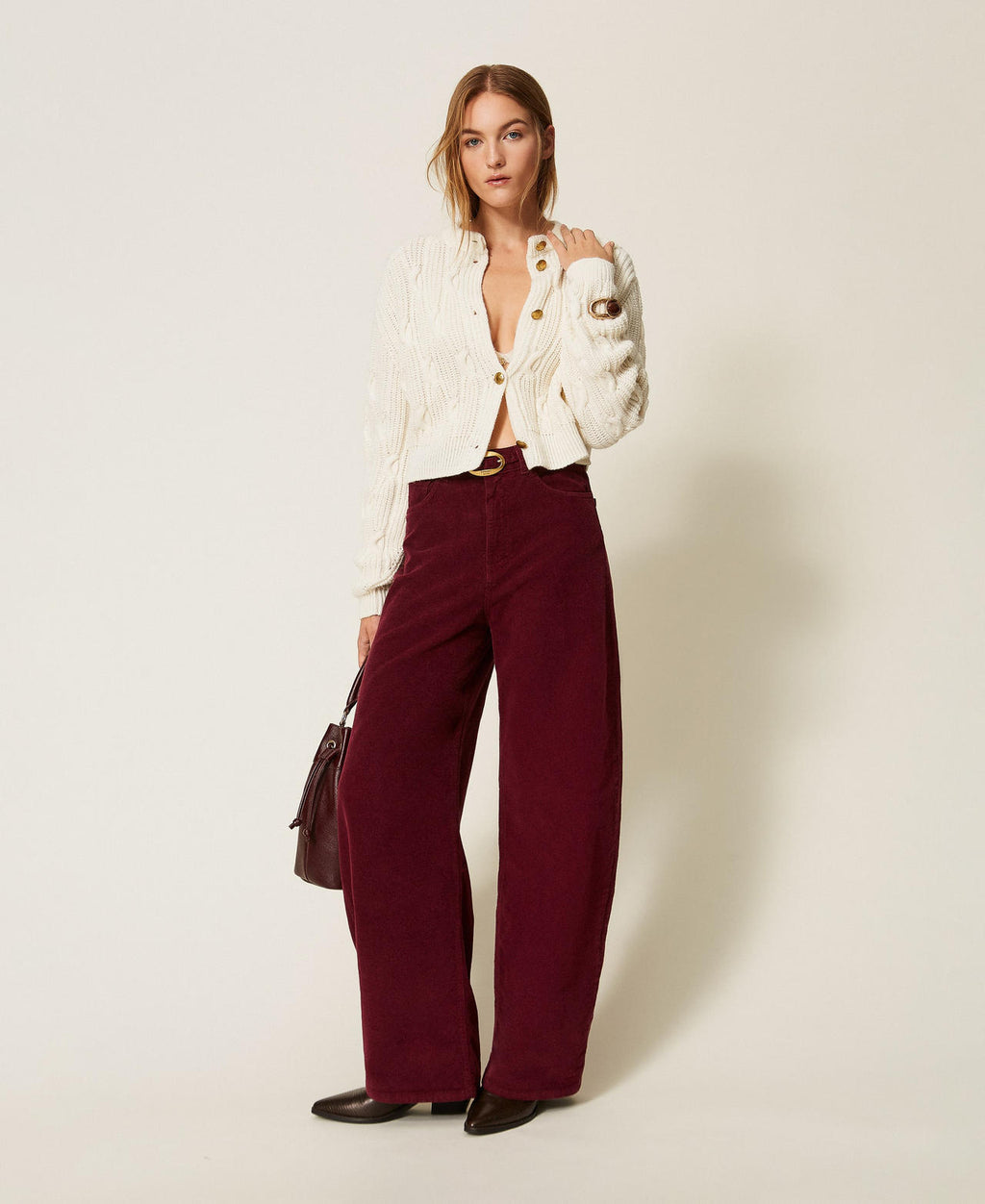 Twinset 262TT2361 - Pantaloni balloon in velluto a costine