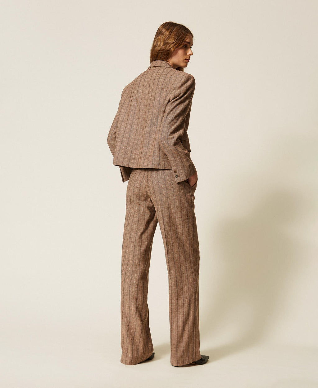 Twinset 262TT2401 - Pantaloni in misto lana gessata