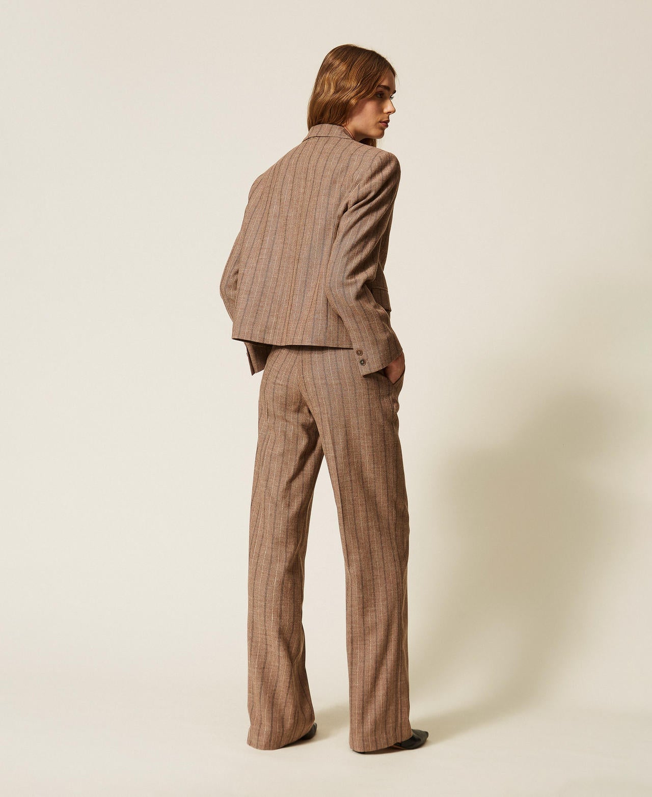 Twinset 262TT2401 - Pantaloni in misto lana gessata