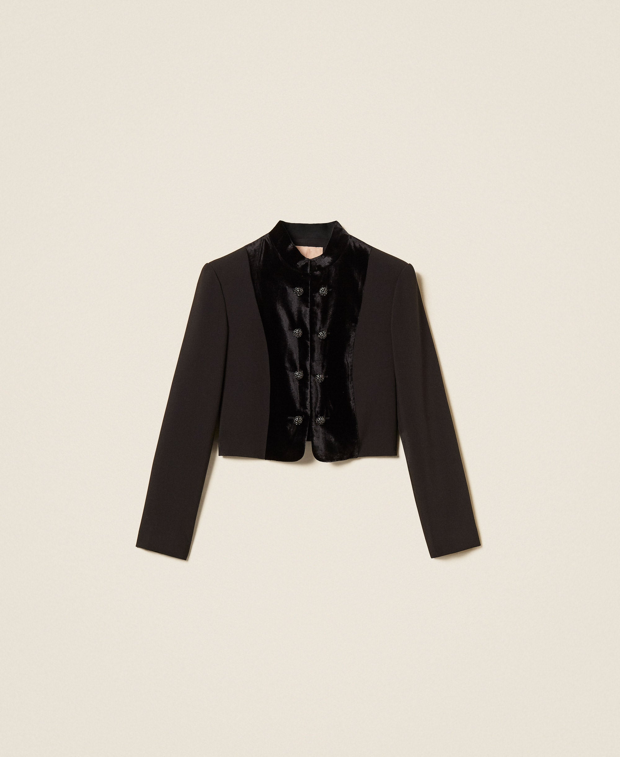 Twinset 262TT2422 - Giacca spencer in crêpe e velluto
