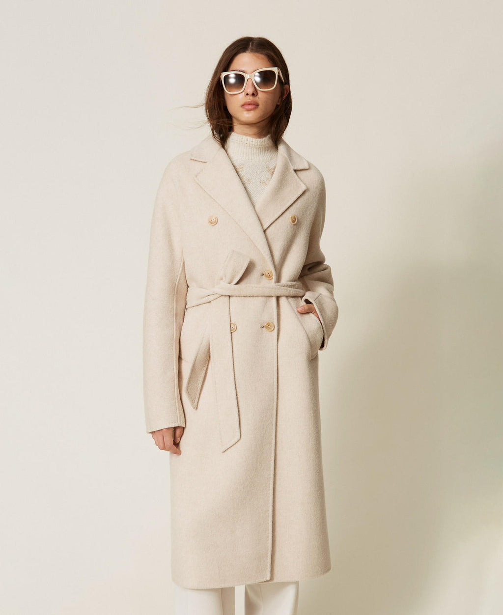 Twinset 262TT2470 - Cappotto in panno di misto lana