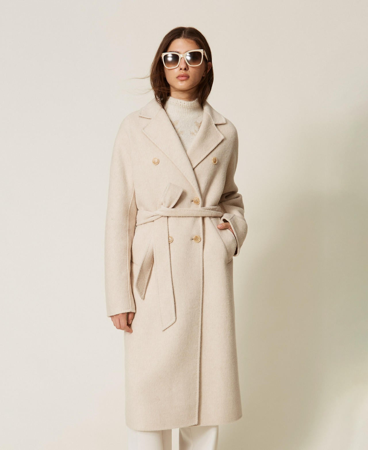 Twinset 262TT2470 - Cappotto in panno di misto lana