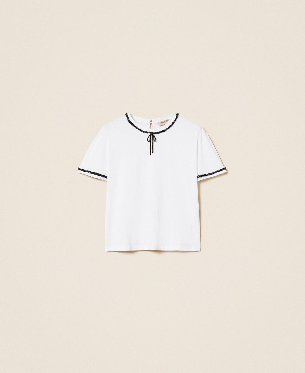 Twinset 262TT2550 - T-shirt con passamaneria e fiocco