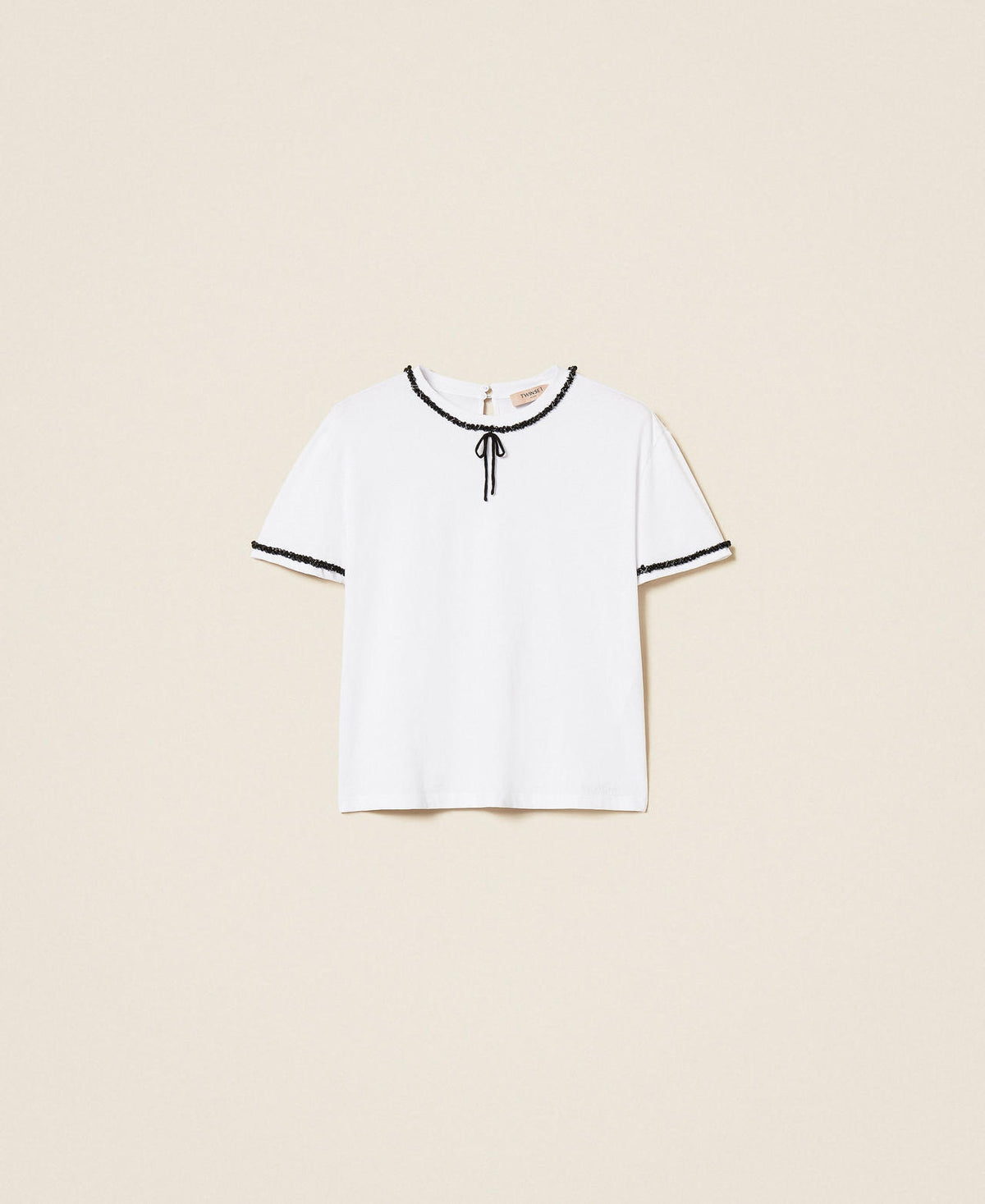 Twinset 262TT2550 - T-shirt con passamaneria e fiocco