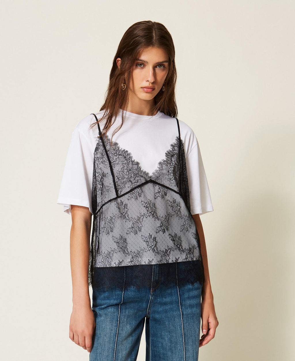 Twinset 262TT2553 - T-shirt girocollo e top in pizzo