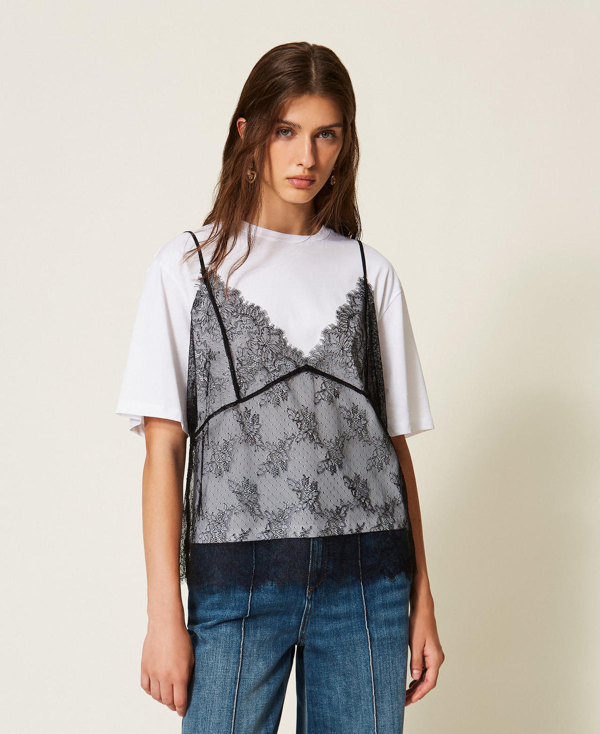 Twinset 262TT2553 - T-shirt girocollo e top in pizzo