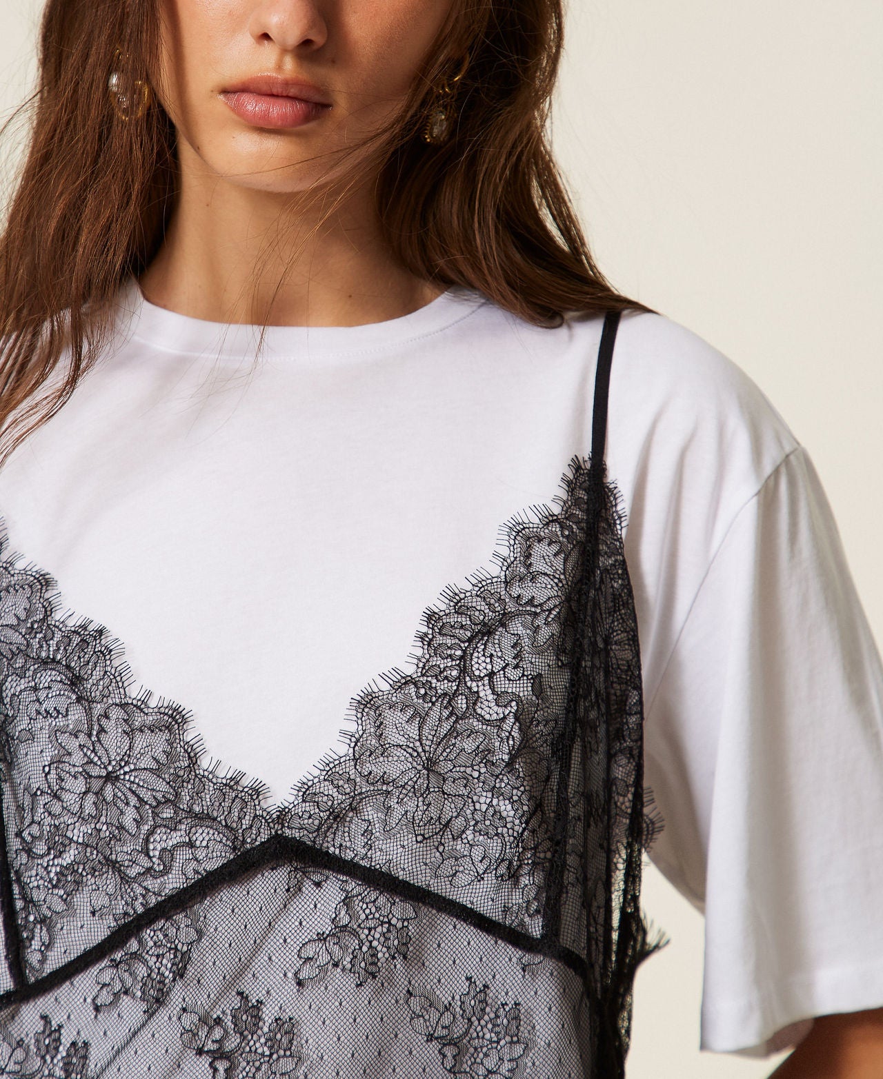 Twinset 262TT2553 - T-shirt girocollo e top in pizzo